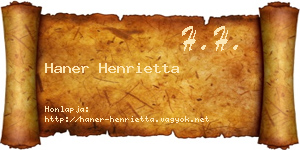 Haner Henrietta névjegykártya